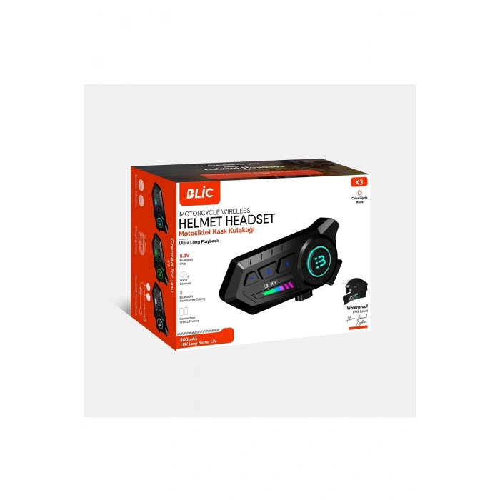 BFS X3 Motor Kask Kulaklık Rgb Modlu Su Geçirmez 5.3 Bluetooth Intercom