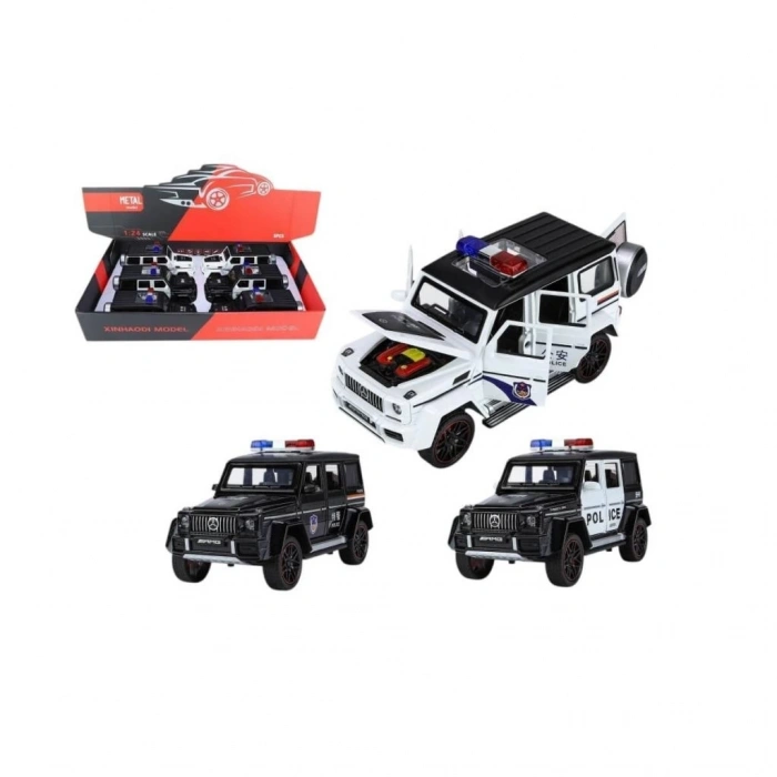 BFS  XHD-B2433 -Vardem  Çek Bırak Işıklı ve Sesli G Polis Metal Jeep 1:24