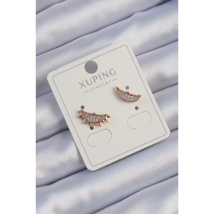 BFS Xuping Rose Renk Zirkon Taşlı Ay ve Güneş Tasarımlı Küpe