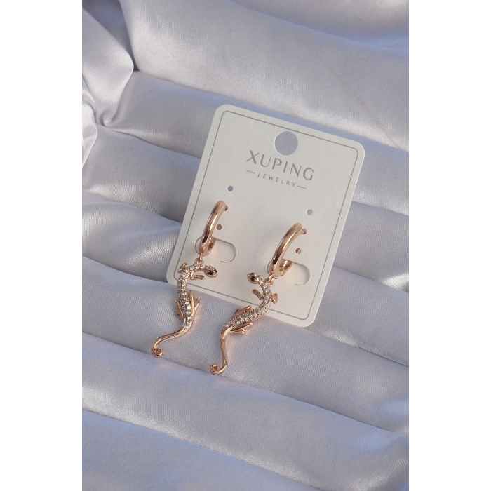 BFS XUPİNG Rose Renk Zirkon Taşlı Kertenkele Model Halka Küpe