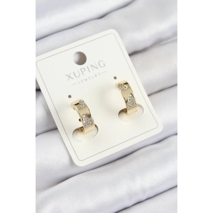 BFS Xuping Zirkon Taşlı Desenli Halka Model Gold Renk Kadın Küpe