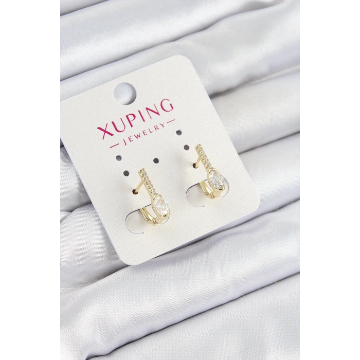BFS Xuping Zirkon Taşlı I Model Gold Renk Kadın Küpe