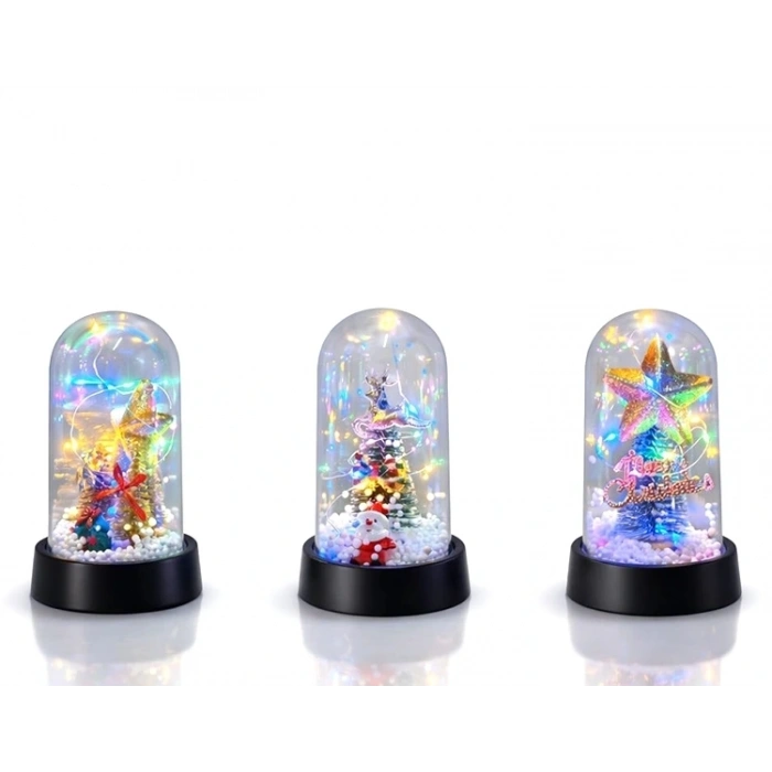 BFS Yılbaşı Temalı Işıklı  Dekoratif Cam Fanus Alk5038