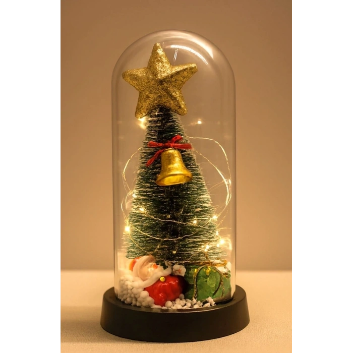 BFS Yılbaşı Temalı Işıklı  Dekoratif Cam Fanus Alk5078