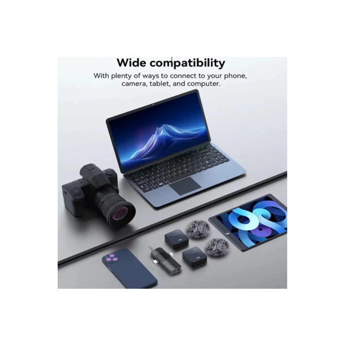 BFS Yüksek Kalite Profesyonel 3 In 1 Kablosuz Taşınabilir Yaka Mikrofonu Tüylü