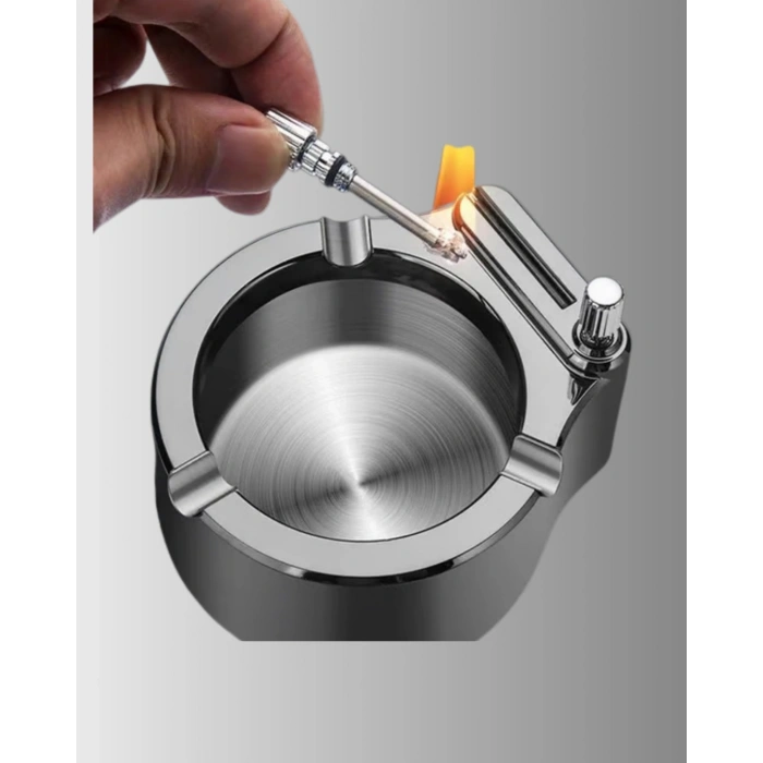 Mey İthalat® Yuvarlak Çakmaklı Küllük Dayanıklı Metal Yapı