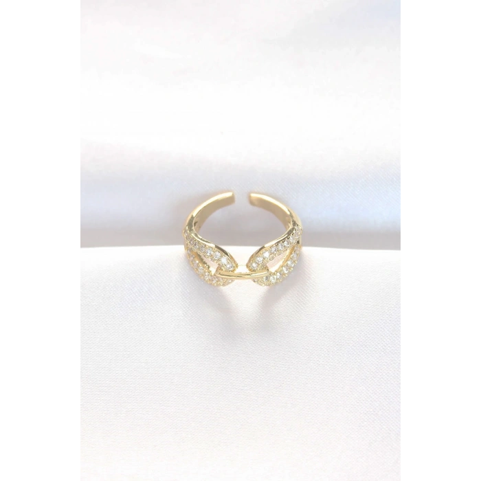 BFS Zirkon Taşlı Gold Renk Ayarlanabilir Yüzük