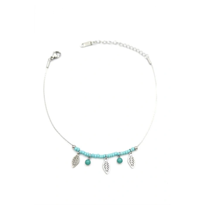 Boncuklu Yonca Halhal - Gümüş