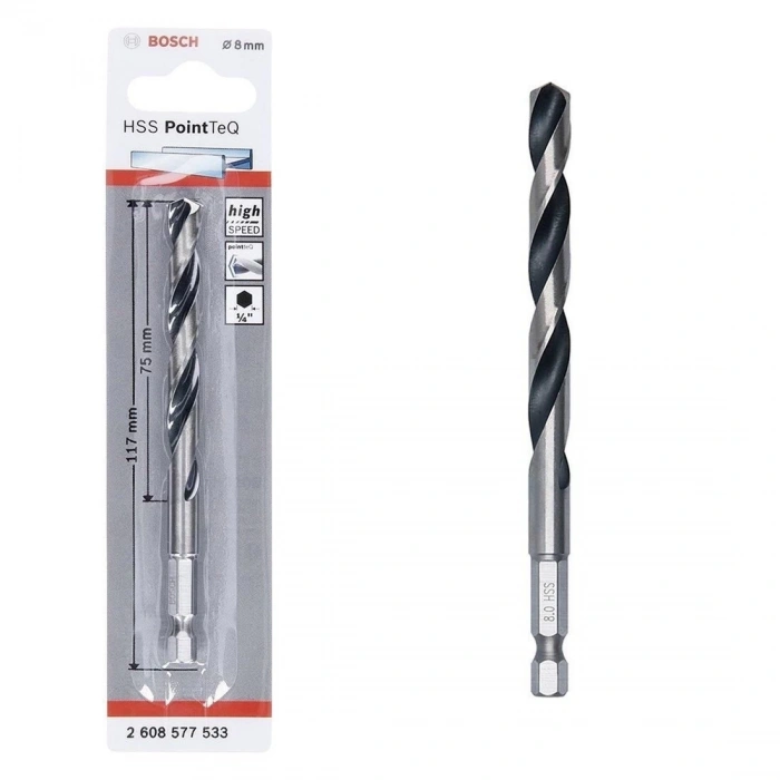 Mey İthalat® Bosch Pointteq Altıgen Şaftlı Hss Matkap Ucu 8 mm