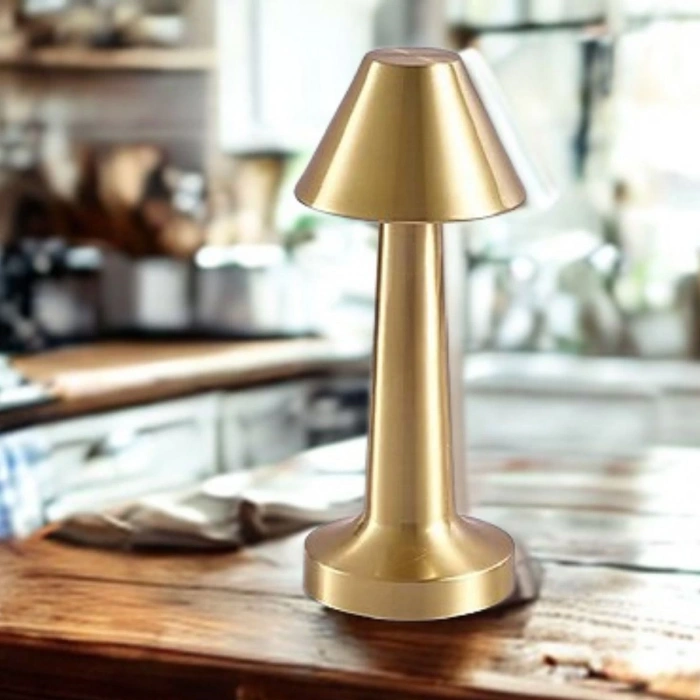 Çatı Model Gold Renk Şarjlı Dokunmatik 3 Renkli LED Masa ası