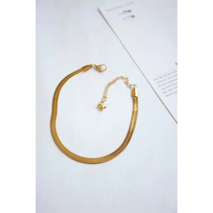 Çelik İtalyan Zincir Bileklik - Altın