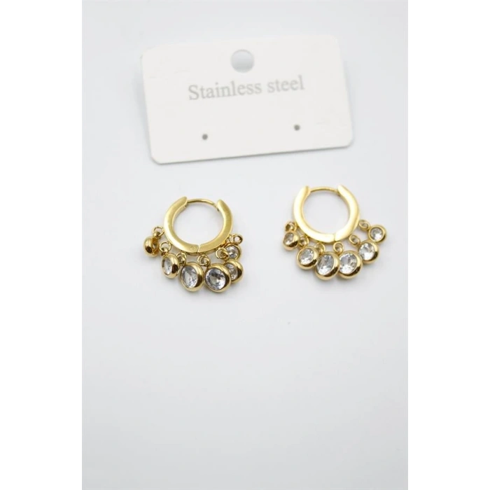 Çelik Taşlı Shakira Küpe - Altın