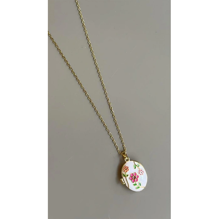 Çiçek Kapaklı Kolye - Altın