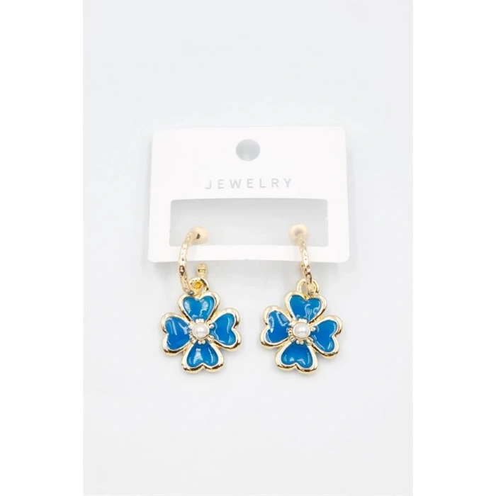 Çiçek Küpe - Mavi