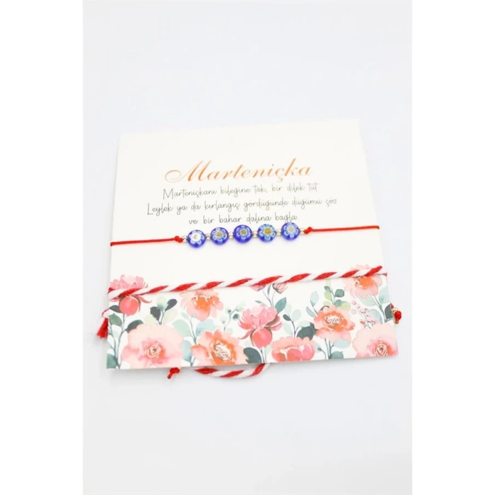 Çiçek Marteniçka Bileklik - Kırmızı