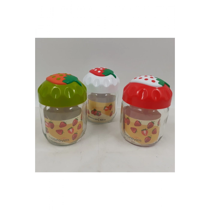 Çilek Desenli Kavanoz 1 Adet 425 Cc Royaleks-CK425