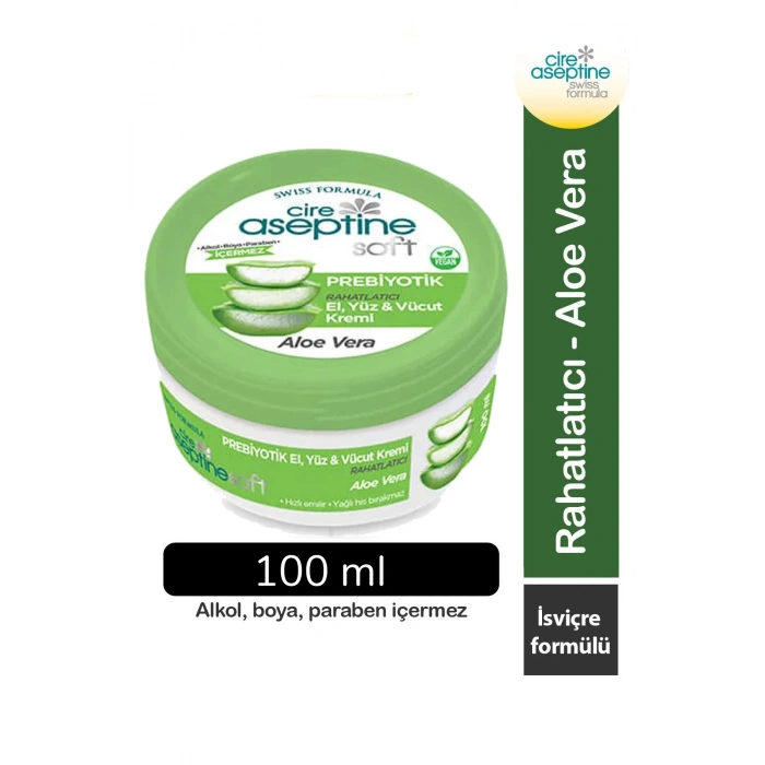 Cire Aseptine Soft Aloe Vera Özlü Yatıştırıcı Besleyici Prebiyotikli Krem 100 ml
