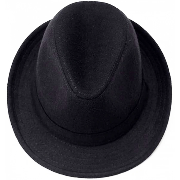 Çocuk Boy Siyah Kumaş Fötr Şapka Gösteri Şapkası Michael Jackson Şapkası 54 No