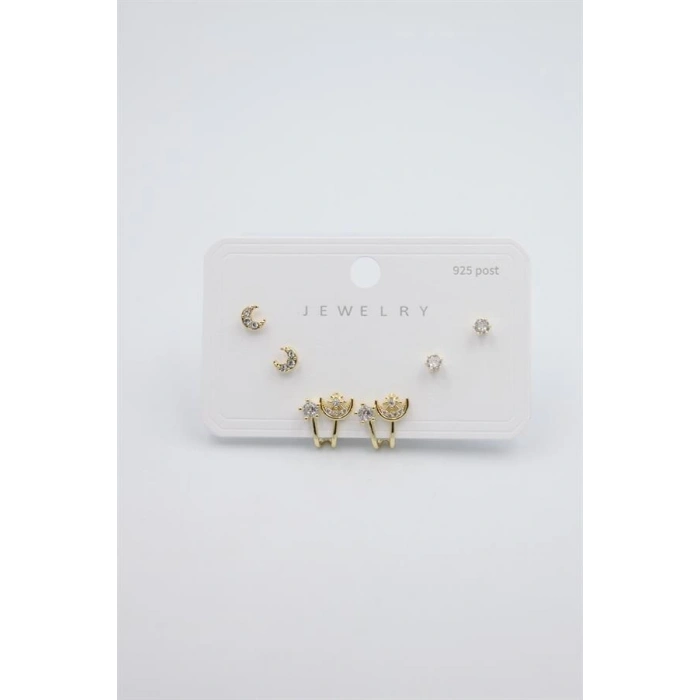 Çoklu Set Küpe - Altın