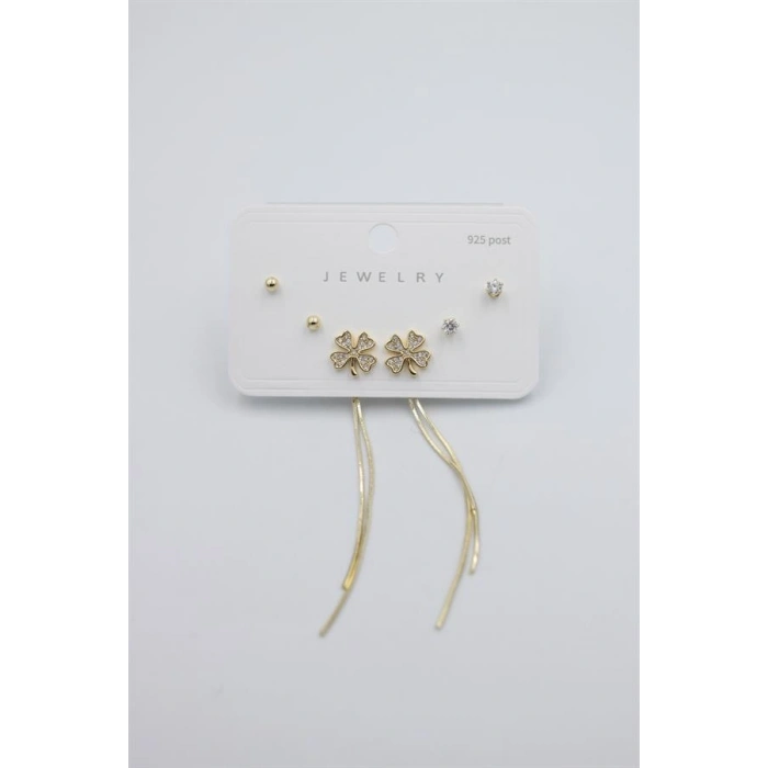 Çoklu Set Küpe - Altın