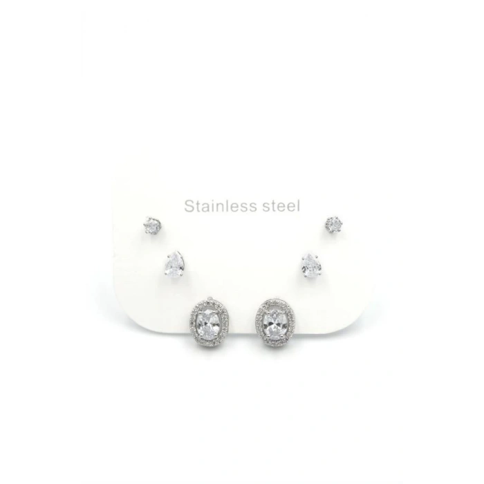 Çoklu Taşlı Küpe - Gümüş