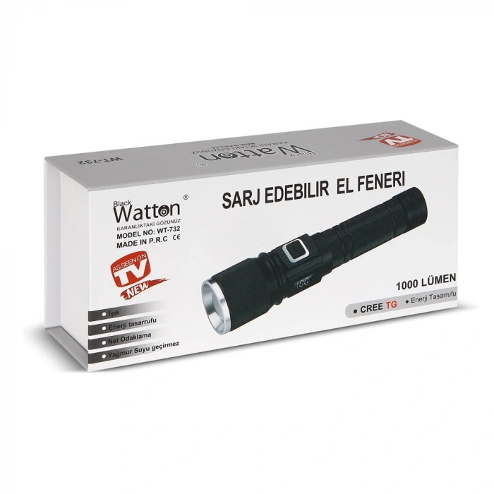 Cree Tg Led 1000 Lümen Göstergeli Fonksiyonel El Feneri  Wt-732