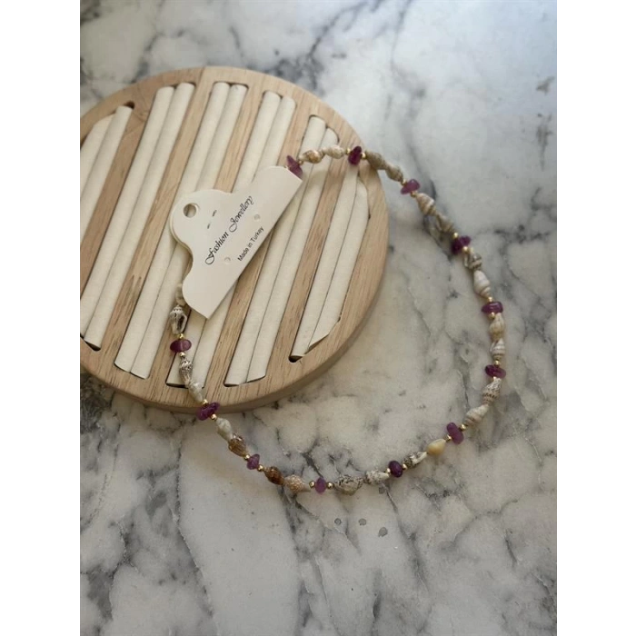 Deniz Kabuğu Kolye - Mor