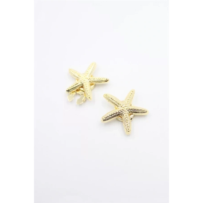 Deniz Yıldızı Düğme Broşu - Altın