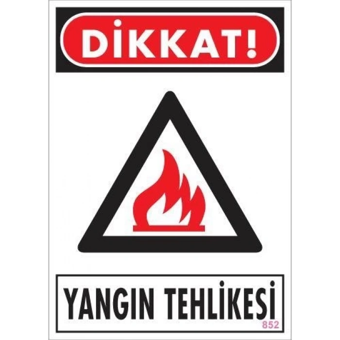 Dikkat Yangın Tehlikesi Uyarı Levhası 25x35 KOD:852