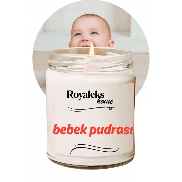 Doğal Özel Seri Kokulu Dekoratif Kavanoz Mum 210 cc - Bebek Pudrası - RYL