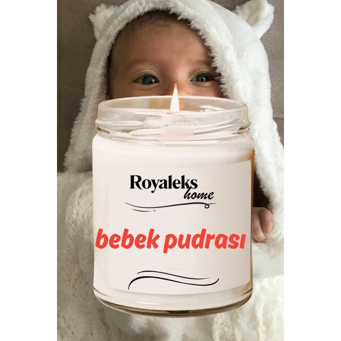 Doğal Özel Seri Kokulu Dekoratif Kavanoz Mum 210 cc - Bebek Pudrası - RYL