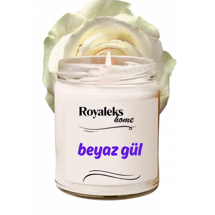 Doğal Özel Seri Kokulu Dekoratif Kavanoz Mum 210 cc - Beyaz Gül - RYL