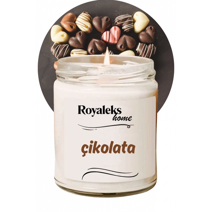 Doğal Özel Seri Kokulu Dekoratif Kavanoz Mum 210 cc - Çikolata - RYL