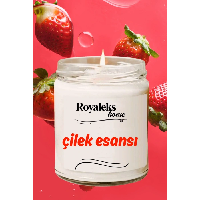 Doğal Özel Seri Kokulu Dekoratif Kavanoz Mum 210 cc - Çilek Esansı - RYL