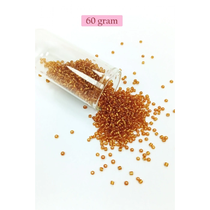 Dökme Cam Kum Boncuk (11/0) 2 mm - 60 Gram -  Koyu Bal Rengi - BNC070