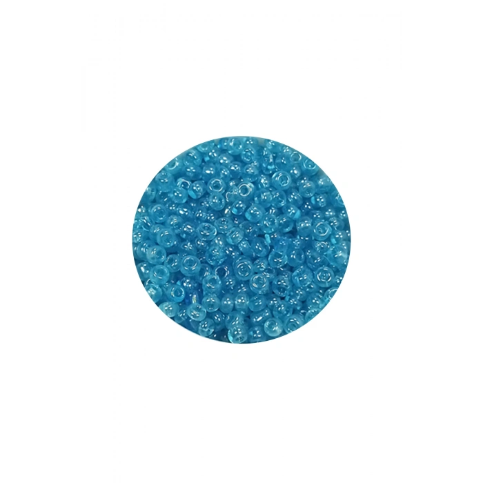 Dökme Cam Kum Boncuk (11/0) 2 mm - 60 Gram -  Şeffaf Koyu Camgöbeği - BNC061