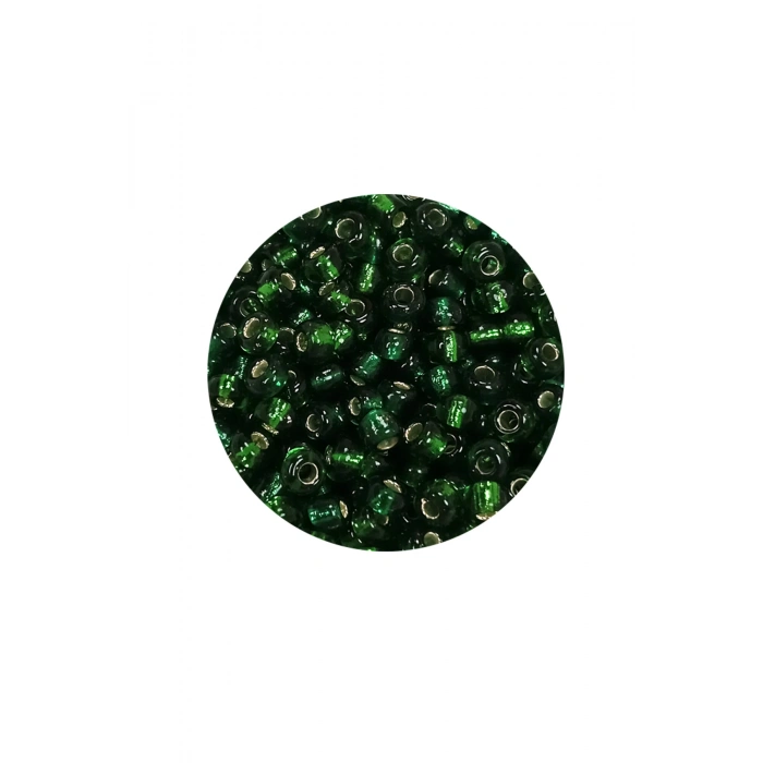 Dökme Cam Kum Boncuk (8/0) 3 mm - 20 Gram - Şeffaf Asker Yeşili - BNC177