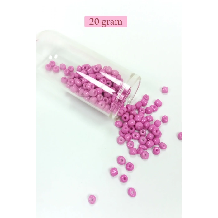 Dökme Cam Kum Boncuk Büyük Boy (6/0) 4 mm - 20 Gram - Koyu Pembe - BNC091