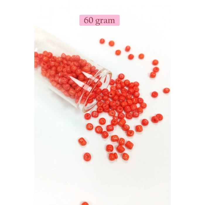 Dökme Cam Kum Boncuk Büyük Boy (6/0) 4 mm - 60 Gram - Turuncu - BNC137