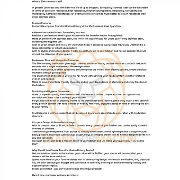 Dönerli Çırpıcı 304 Paslanmaz Çelik Yumurta Çırpıcı