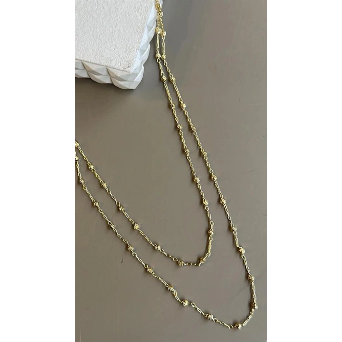 Dorika İkili Zincir Kolye - Altın