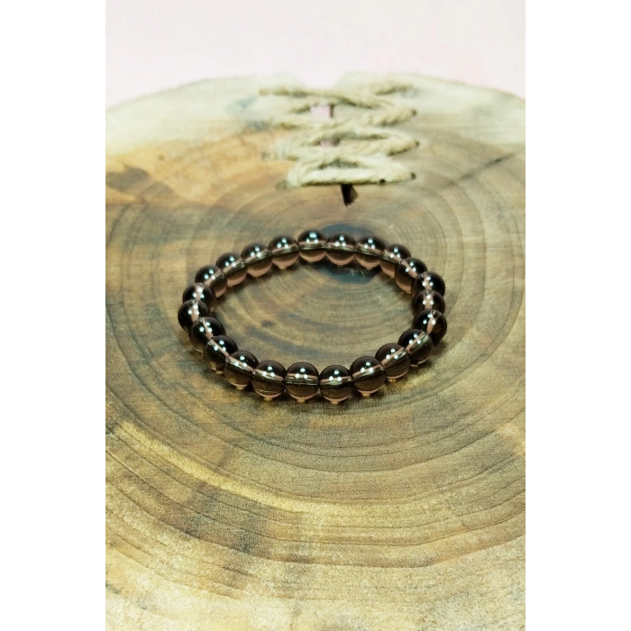 Dumanlı Kuvars Doğal Taş Bileklik Kutulu