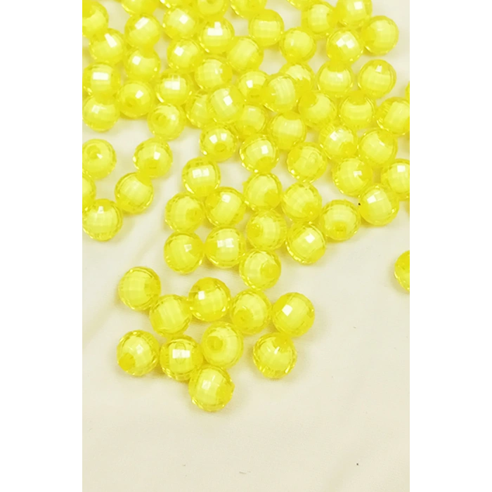 Dünya Boncuk İçten Boncuklu Bileklik Çanta Boncuğu 10 mm 50 gr Sarı - BNC464