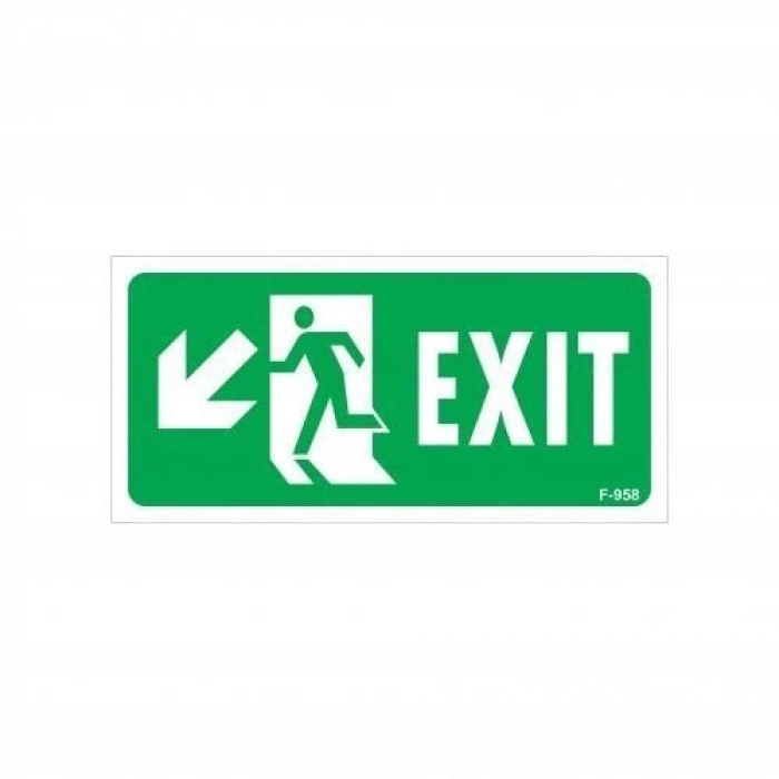 Exit Sol Aşağı Uyarı Levhası 17,5x25 KOD:958