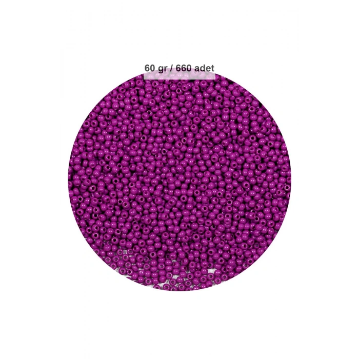 Fuşya Renk 4 mm Yaklaşık 660 adet / 60 gram Cam Boncuk Oya Yazma Bileklik ve Kolye