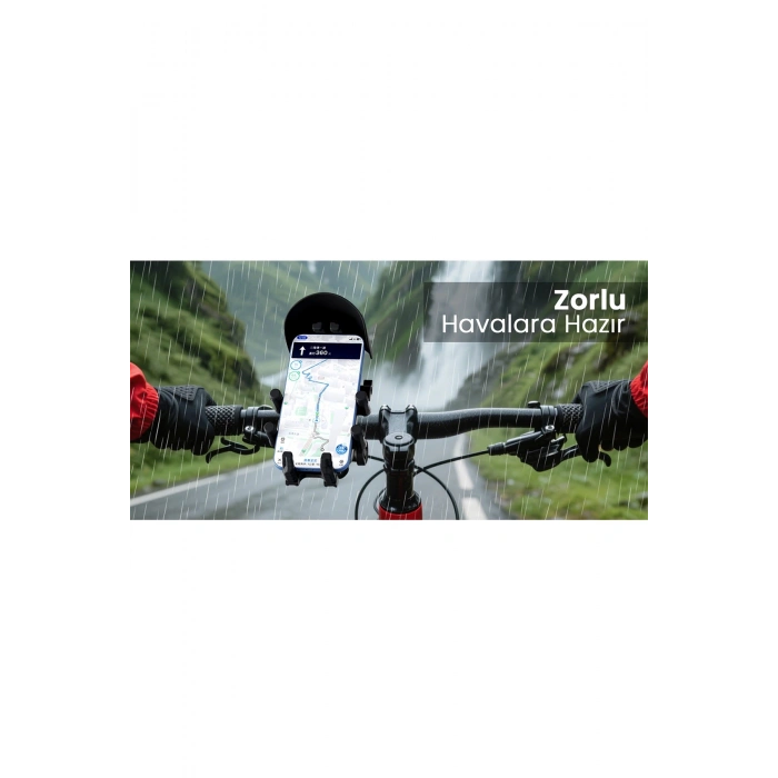 Gidon Bağlantılı Güneş Ve Yağmur Korumalı 360° Derece Ayarlanabilir Motosiklet Bisiklet Telefon Tutucu