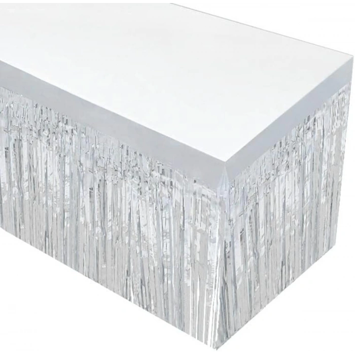 Gümüş Metalize Masa Eteği 275x75 Cm – Kendinden Yapışkanlı