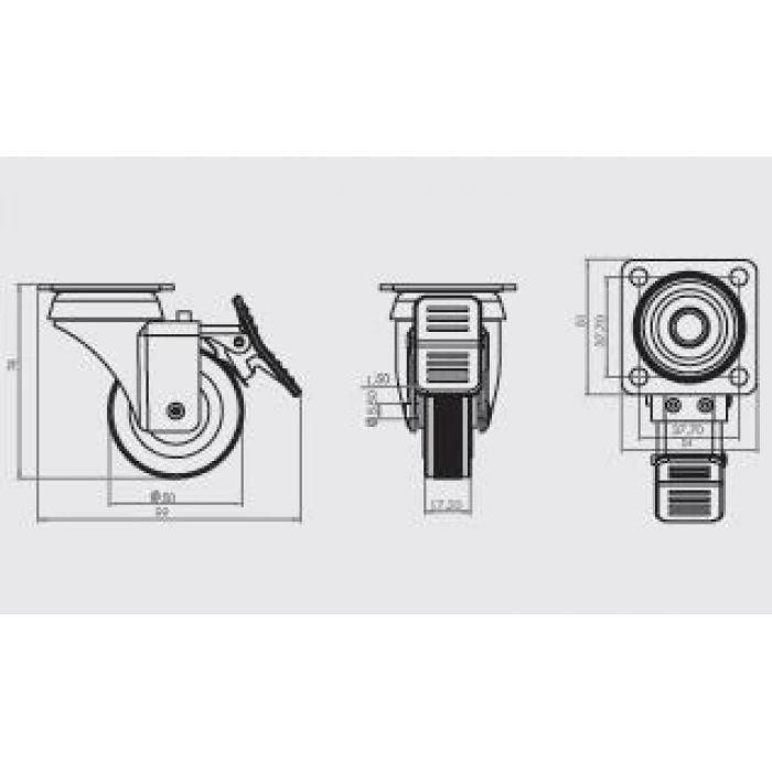 HTS 334 50X20 Tablalı Döner Frenli Teker