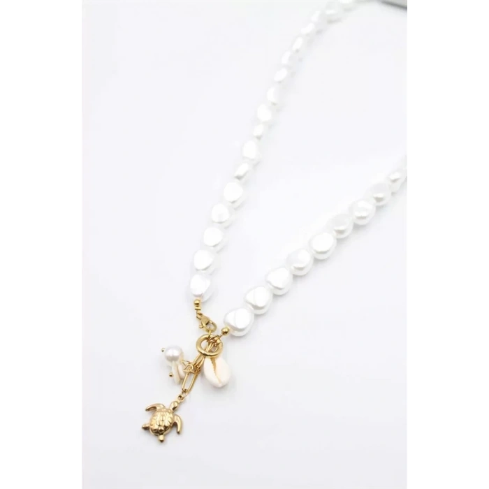 İnci Charm Kolye - Beyaz
