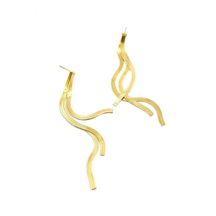 İtalyan Zincir Sallantılı Küpe - Altın